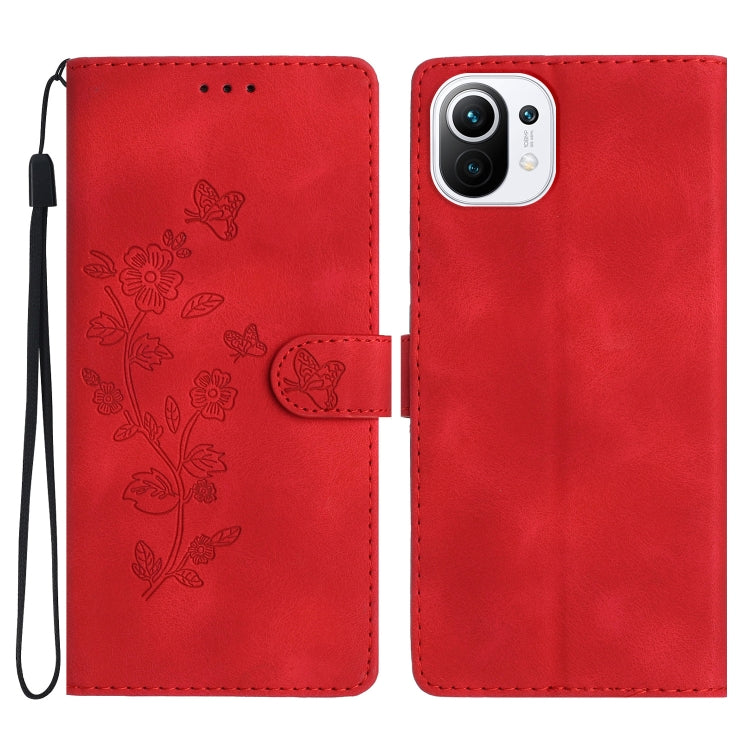 Flower Butterfly Embossing Pattern Leather Phone Case, For Xiaomi Redmi 10, For Xiaomi Mi 11 Lite, For Xiaomi Mi 11 Ultra, For Xiaomi Mi 11 Pro, For Xiaomi Redmi Note 10 5G, For Xiaomi Redmi 9A, For Xiaomi Redmi 9, For Xiaomi Redmi 9C
