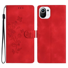 Load image into Gallery viewer, Flower Butterfly Embossing Pattern Leather Phone Case, For Xiaomi Redmi 10, For Xiaomi Mi 11 Lite, For Xiaomi Mi 11 Ultra, For Xiaomi Mi 11 Pro, For Xiaomi Redmi Note 10 5G, For Xiaomi Redmi 9A, For Xiaomi Redmi 9, For Xiaomi Redmi 9C