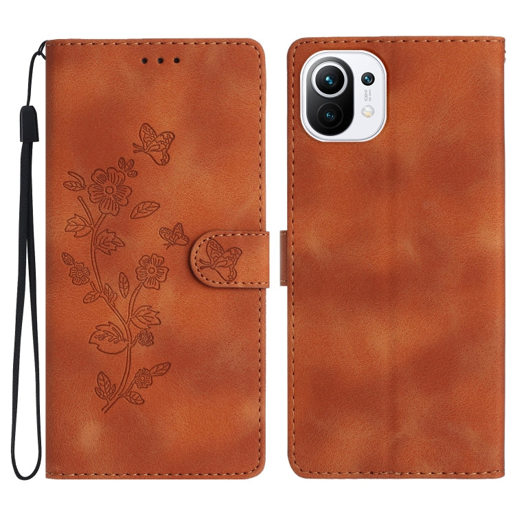 Flower Butterfly Embossing Pattern Leather Phone Case, For Xiaomi Redmi 10, For Xiaomi Mi 11 Lite, For Xiaomi Mi 11 Ultra, For Xiaomi Mi 11 Pro, For Xiaomi Redmi Note 10 5G, For Xiaomi Redmi 9A, For Xiaomi Redmi 9, For Xiaomi Redmi 9C