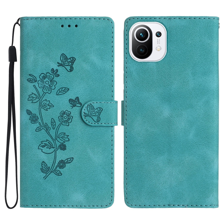 Flower Butterfly Embossing Pattern Leather Phone Case, For Xiaomi Redmi 10, For Xiaomi Mi 11 Lite, For Xiaomi Mi 11 Ultra, For Xiaomi Mi 11 Pro, For Xiaomi Redmi Note 10 5G, For Xiaomi Redmi 9A, For Xiaomi Redmi 9, For Xiaomi Redmi 9C