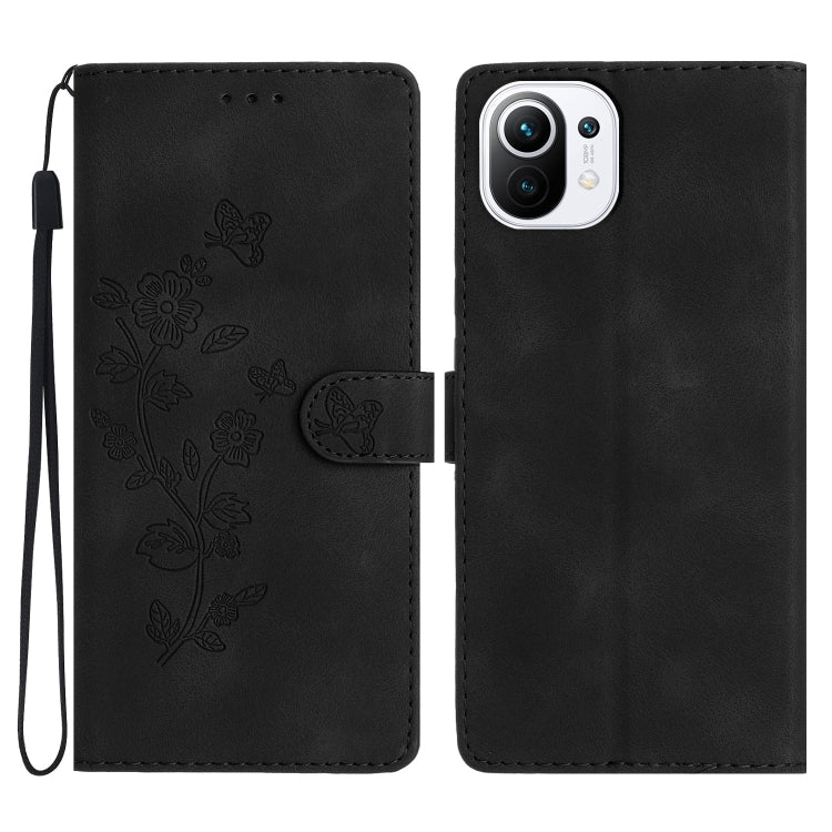 Flower Butterfly Embossing Pattern Leather Phone Case, For Xiaomi Redmi 10, For Xiaomi Mi 11 Lite, For Xiaomi Mi 11 Ultra, For Xiaomi Mi 11 Pro, For Xiaomi Redmi Note 10 5G, For Xiaomi Redmi 9A, For Xiaomi Redmi 9, For Xiaomi Redmi 9C