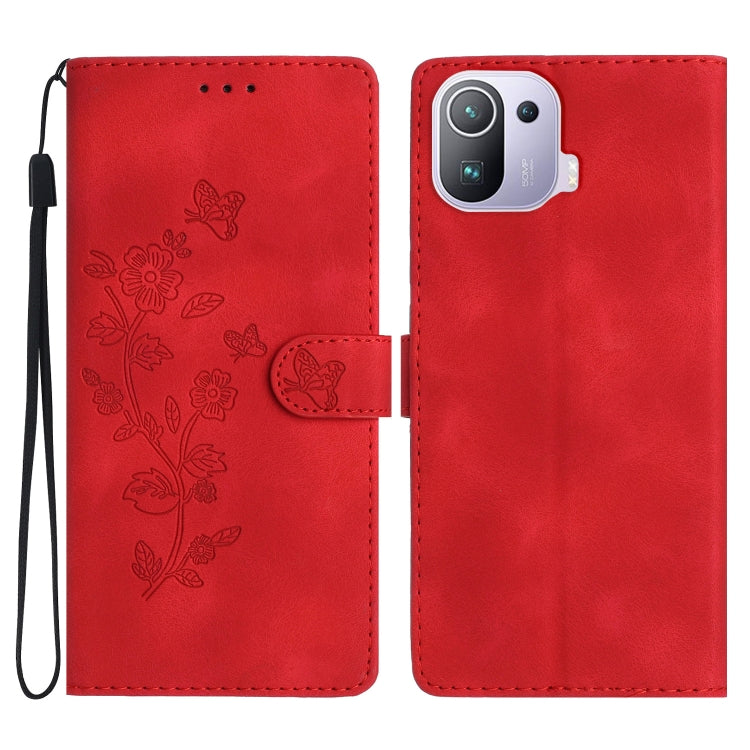 Flower Butterfly Embossing Pattern Leather Phone Case, For Xiaomi Redmi 10, For Xiaomi Mi 11 Lite, For Xiaomi Mi 11 Ultra, For Xiaomi Mi 11 Pro, For Xiaomi Redmi Note 10 5G, For Xiaomi Redmi 9A, For Xiaomi Redmi 9, For Xiaomi Redmi 9C
