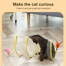 Load image into Gallery viewer, S Type Foldable Cat Tunnel Spring Toy, Mouse, Sisal Ball