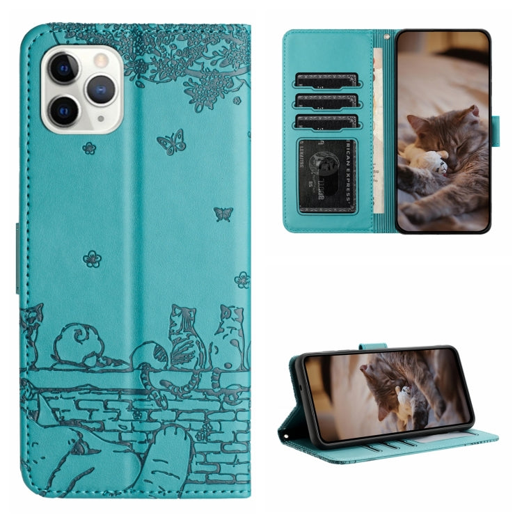 Cat Embossing Pattern Leather Phone Case with Lanyard, For iPhone 11 Pro, For iPhone XS Max, For iPhone X, For iPhone 7 Plus / 8 Plus