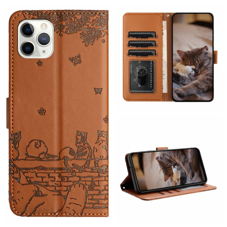 Cat Embossing Pattern Leather Phone Case with Lanyard, For iPhone 11 Pro, For iPhone XS Max, For iPhone X, For iPhone 7 Plus / 8 Plus