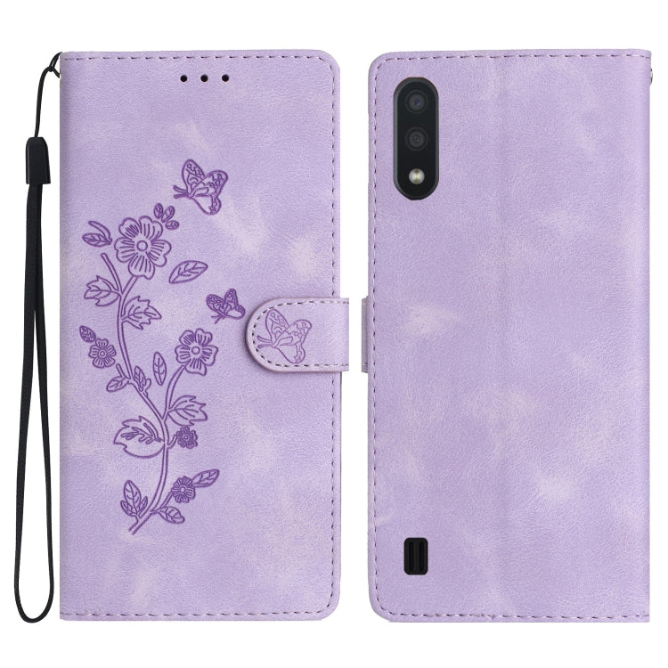 Flower Butterfly Embossing Pattern Leather Phone Case
