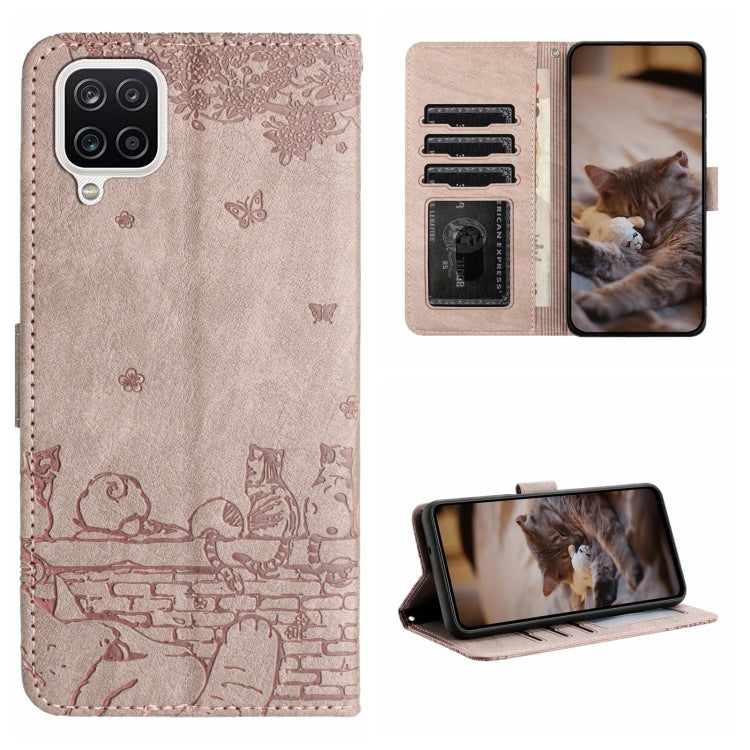 Cat Embossing Pattern Leather Phone Case with Lanyard