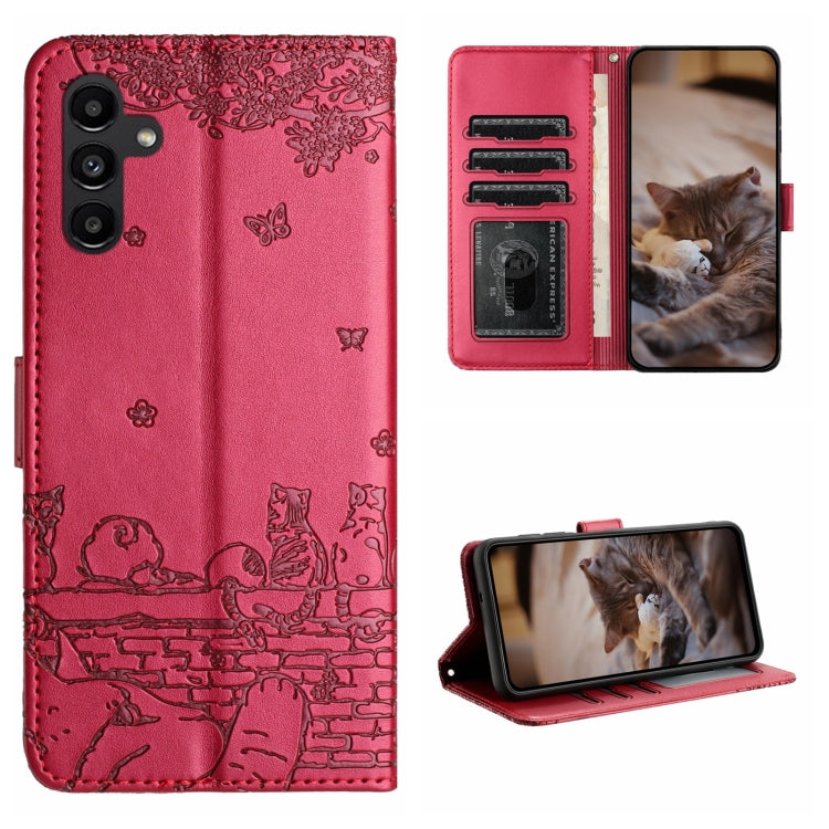 Cat Embossing Pattern Leather Phone Case with Lanyard, For Samsung Galaxy A15 5G, For Samsung Galaxy S24 Ultra, For Samsung Galaxy A24, For Samsung Galaxy A55, For Samsung Galaxy A14, For Samsung Galaxy S24+, For Samsung Galaxy S24, For Samsung Galaxy ...