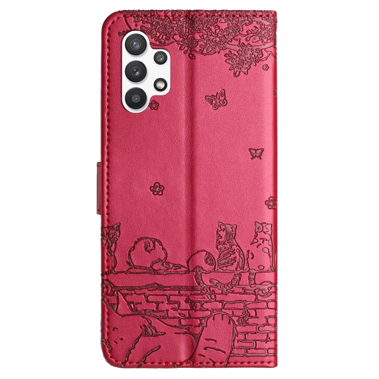 Cat Embossing Pattern Leather Phone Case with Lanyard