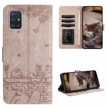 Load image into Gallery viewer, Cat Embossing Pattern Leather Phone Case with Lanyard
