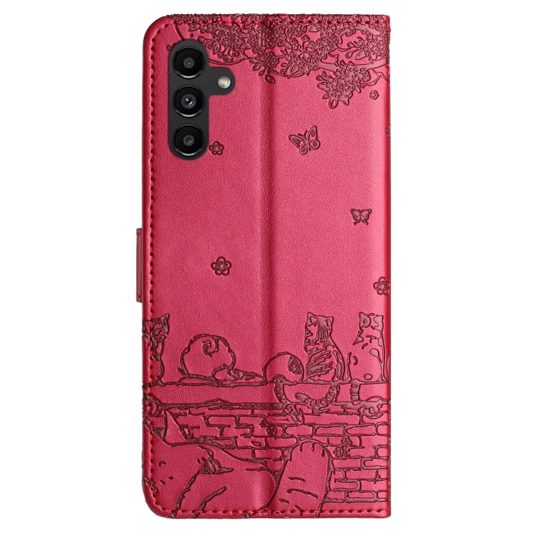 Cat Embossing Pattern Leather Phone Case with Lanyard, For Samsung Galaxy A54, For Samsung Galaxy A05s, For Samsung Galaxy A15, For Samsung Galaxy S23 FE, For Samsung Galaxy S23 Ultra, For Samsung Galaxy S23, For Samsung Galaxy S20 FE                  ...
