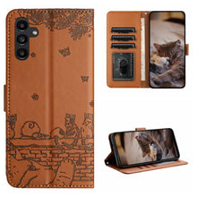 Load image into Gallery viewer, Cat Embossing Pattern Leather Phone Case with Lanyard, For Samsung Galaxy A54, For Samsung Galaxy A05s, For Samsung Galaxy A15, For Samsung Galaxy S23 FE, For Samsung Galaxy S23 Ultra, For Samsung Galaxy S23, For Samsung Galaxy S20 FE                  ...