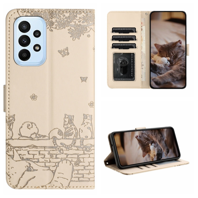 Cat Embossing Pattern Leather Phone Case with Lanyard, For Samsung Galaxy A13 4G, For Samsung Galaxy S22 Ultra, For Samsung Galaxy S22+, For Samsung Galaxy S22, For Samsung Galaxy A22 5G, For Samsung Galaxy S21 FE, For Samsung Galaxy A72               ...