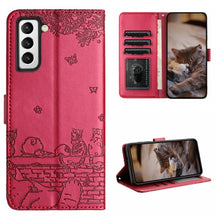 Load image into Gallery viewer, Cat Embossing Pattern Leather Phone Case with Lanyard