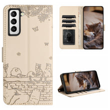 Load image into Gallery viewer, Cat Embossing Pattern Leather Phone Case with Lanyard