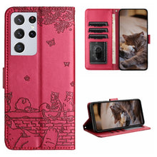Load image into Gallery viewer, Cat Embossing Pattern Leather Phone Case with Lanyard