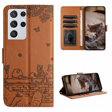 Load image into Gallery viewer, Cat Embossing Pattern Leather Phone Case with Lanyard