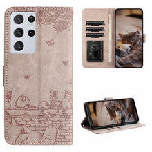 Load image into Gallery viewer, Cat Embossing Pattern Leather Phone Case with Lanyard