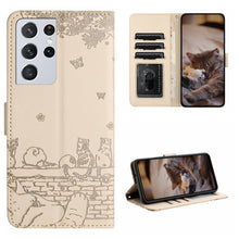 Load image into Gallery viewer, Cat Embossing Pattern Leather Phone Case with Lanyard