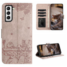Load image into Gallery viewer, Cat Embossing Pattern Leather Phone Case with Lanyard