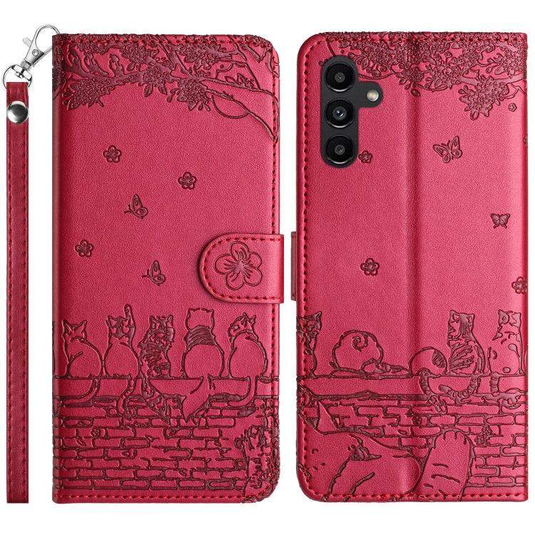 Cat Embossing Pattern Leather Phone Case with Lanyard, For Samsung Galaxy A54, For Samsung Galaxy A05s, For Samsung Galaxy A15, For Samsung Galaxy S23 FE, For Samsung Galaxy S23 Ultra, For Samsung Galaxy S23, For Samsung Galaxy S20 FE                  ...