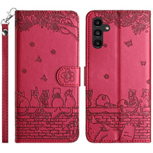 Load image into Gallery viewer, Cat Embossing Pattern Leather Phone Case with Lanyard, For Samsung Galaxy A24, For Samsung Galaxy A15 5G, For Samsung Galaxy S24 Ultra, For Samsung Galaxy A14, For Samsung Galaxy S24+, For Samsung Galaxy A55, For Samsung Galaxy A35, For Samsung Galaxy ...