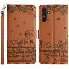 Load image into Gallery viewer, Cat Embossing Pattern Leather Phone Case with Lanyard, For Samsung Galaxy A24, For Samsung Galaxy A15 5G, For Samsung Galaxy S24 Ultra, For Samsung Galaxy A14, For Samsung Galaxy S24+, For Samsung Galaxy A55, For Samsung Galaxy A35, For Samsung Galaxy ...