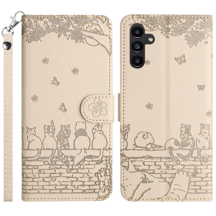 Cat Embossing Pattern Leather Phone Case with Lanyard, For Samsung Galaxy A24, For Samsung Galaxy A15 5G, For Samsung Galaxy S24 Ultra, For Samsung Galaxy A14, For Samsung Galaxy S24+, For Samsung Galaxy A55, For Samsung Galaxy A35, For Samsung Galaxy ...