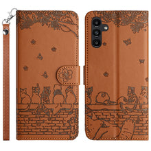 Load image into Gallery viewer, Cat Embossing Pattern Leather Phone Case with Lanyard, For Samsung Galaxy A24, For Samsung Galaxy A15 5G, For Samsung Galaxy S24 Ultra, For Samsung Galaxy A14, For Samsung Galaxy S24+, For Samsung Galaxy A55, For Samsung Galaxy A35, For Samsung Galaxy ...