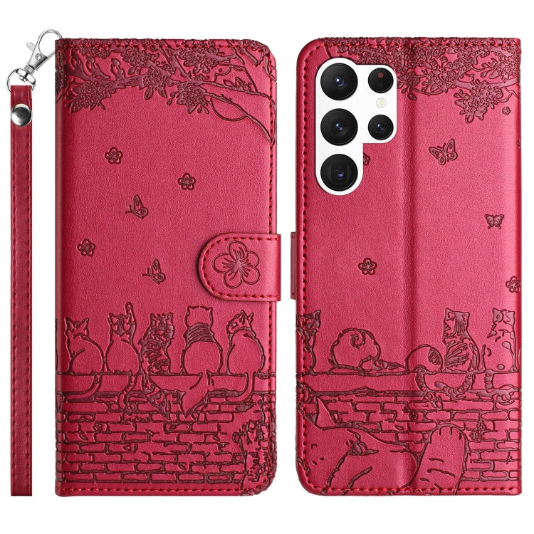 Cat Embossing Pattern Leather Phone Case with Lanyard, For Samsung Galaxy A15 5G, For Samsung Galaxy S24 Ultra, For Samsung Galaxy A24, For Samsung Galaxy A55, For Samsung Galaxy A14, For Samsung Galaxy S24+, For Samsung Galaxy S24, For Samsung Galaxy ...