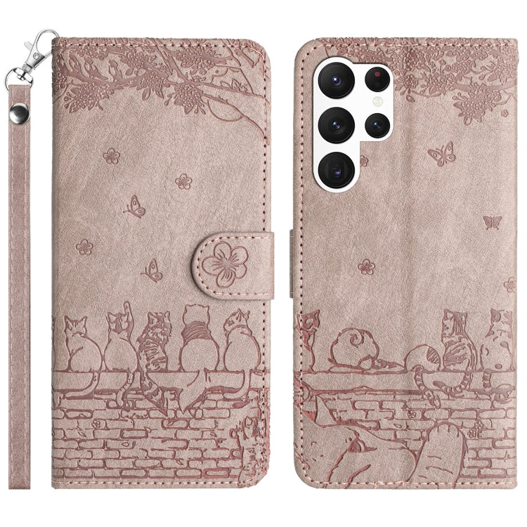 Cat Embossing Pattern Leather Phone Case with Lanyard, For Samsung Galaxy A15 5G, For Samsung Galaxy S24 Ultra, For Samsung Galaxy A24, For Samsung Galaxy A55, For Samsung Galaxy A14, For Samsung Galaxy S24+, For Samsung Galaxy S24, For Samsung Galaxy ...