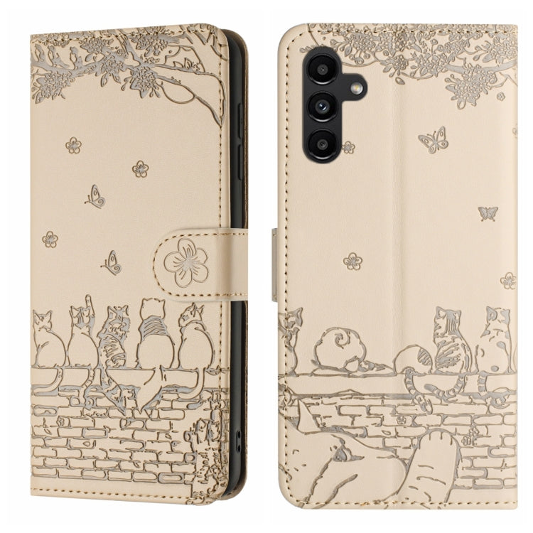 Cat Embossing Pattern Leather Phone Case with Lanyard, For Samsung Galaxy A54, For Samsung Galaxy A05s, For Samsung Galaxy A15, For Samsung Galaxy S23 FE, For Samsung Galaxy S23 Ultra, For Samsung Galaxy S23, For Samsung Galaxy S20 FE                  ...