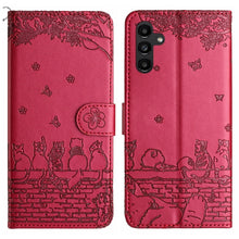 Load image into Gallery viewer, Cat Embossing Pattern Leather Phone Case with Lanyard, For Samsung Galaxy A15 5G, For Samsung Galaxy S24 Ultra, For Samsung Galaxy A24, For Samsung Galaxy A55, For Samsung Galaxy A14, For Samsung Galaxy S24+, For Samsung Galaxy S24, For Samsung Galaxy ...