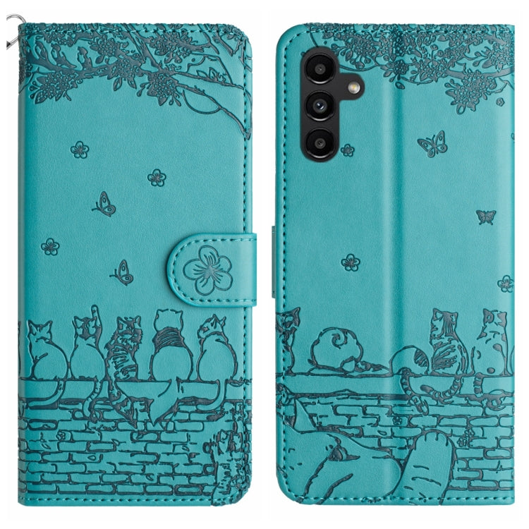 Cat Embossing Pattern Leather Phone Case with Lanyard, For Samsung Galaxy A15 5G, For Samsung Galaxy S24 Ultra, For Samsung Galaxy A24, For Samsung Galaxy A55, For Samsung Galaxy A14, For Samsung Galaxy S24+, For Samsung Galaxy S24, For Samsung Galaxy ...