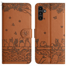 Load image into Gallery viewer, Cat Embossing Pattern Leather Phone Case with Lanyard, For Samsung Galaxy A15 5G, For Samsung Galaxy S24 Ultra, For Samsung Galaxy A24, For Samsung Galaxy A55, For Samsung Galaxy A14, For Samsung Galaxy S24+, For Samsung Galaxy S24, For Samsung Galaxy ...