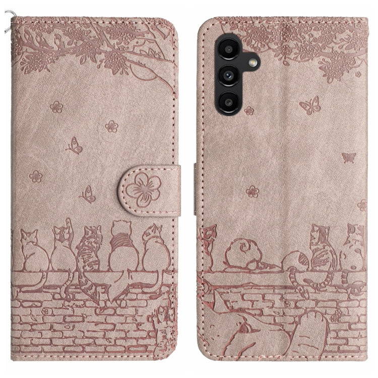 Cat Embossing Pattern Leather Phone Case with Lanyard, For Samsung Galaxy A15 5G, For Samsung Galaxy S24 Ultra, For Samsung Galaxy A24, For Samsung Galaxy A55, For Samsung Galaxy A14, For Samsung Galaxy S24+, For Samsung Galaxy S24, For Samsung Galaxy ...