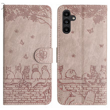 Load image into Gallery viewer, Cat Embossing Pattern Leather Phone Case with Lanyard, For Samsung Galaxy A15 5G, For Samsung Galaxy S24 Ultra, For Samsung Galaxy A24, For Samsung Galaxy A55, For Samsung Galaxy A14, For Samsung Galaxy S24+, For Samsung Galaxy S24, For Samsung Galaxy ...
