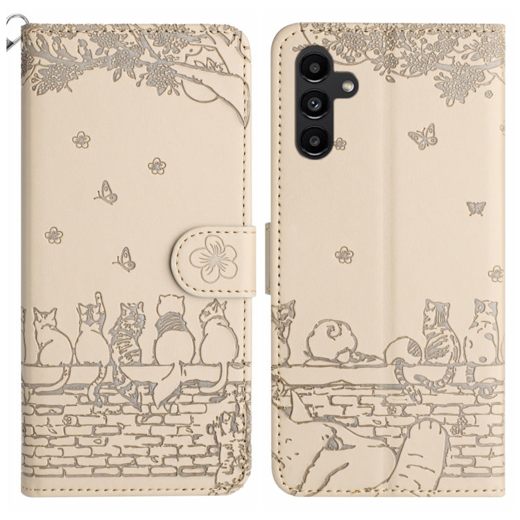 Cat Embossing Pattern Leather Phone Case with Lanyard, For Samsung Galaxy A15 5G, For Samsung Galaxy S24 Ultra, For Samsung Galaxy A24, For Samsung Galaxy A55, For Samsung Galaxy A14, For Samsung Galaxy S24+, For Samsung Galaxy S24, For Samsung Galaxy ...