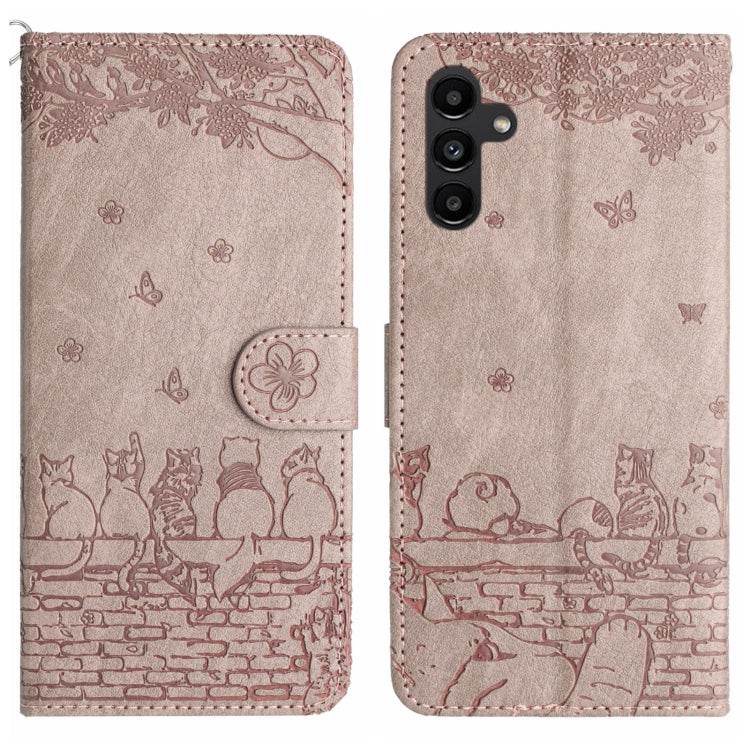 Cat Embossing Pattern Leather Phone Case with Lanyard, For Samsung Galaxy A24, For Samsung Galaxy A15 5G, For Samsung Galaxy S24 Ultra, For Samsung Galaxy A14, For Samsung Galaxy S24+, For Samsung Galaxy A55, For Samsung Galaxy A35, For Samsung Galaxy ...