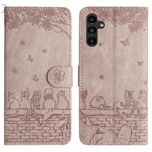 Load image into Gallery viewer, Cat Embossing Pattern Leather Phone Case with Lanyard, For Samsung Galaxy A24, For Samsung Galaxy A15 5G, For Samsung Galaxy S24 Ultra, For Samsung Galaxy A14, For Samsung Galaxy S24+, For Samsung Galaxy A55, For Samsung Galaxy A35, For Samsung Galaxy ...