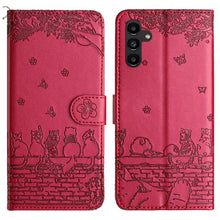 Load image into Gallery viewer, Cat Embossing Pattern Leather Phone Case with Lanyard, For Samsung Galaxy A15 5G, For Samsung Galaxy S24 Ultra, For Samsung Galaxy A24, For Samsung Galaxy A55, For Samsung Galaxy A14, For Samsung Galaxy S24+, For Samsung Galaxy S24, For Samsung Galaxy ...
