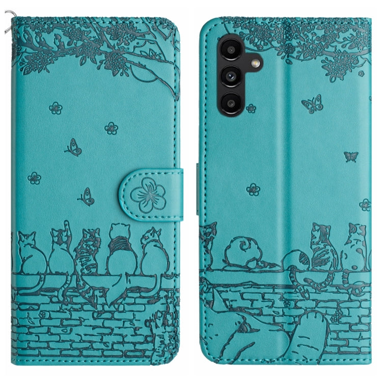 Cat Embossing Pattern Leather Phone Case with Lanyard, For Samsung Galaxy A15 5G, For Samsung Galaxy S24 Ultra, For Samsung Galaxy A24, For Samsung Galaxy A55, For Samsung Galaxy A14, For Samsung Galaxy S24+, For Samsung Galaxy S24, For Samsung Galaxy ...