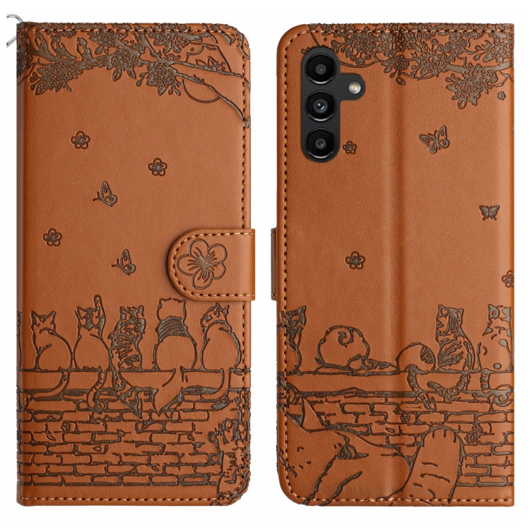 Cat Embossing Pattern Leather Phone Case with Lanyard, For Samsung Galaxy A15 5G, For Samsung Galaxy S24 Ultra, For Samsung Galaxy A24, For Samsung Galaxy A55, For Samsung Galaxy A14, For Samsung Galaxy S24+, For Samsung Galaxy S24, For Samsung Galaxy ...