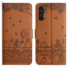 Load image into Gallery viewer, Cat Embossing Pattern Leather Phone Case with Lanyard, For Samsung Galaxy A15 5G, For Samsung Galaxy S24 Ultra, For Samsung Galaxy A24, For Samsung Galaxy A55, For Samsung Galaxy A14, For Samsung Galaxy S24+, For Samsung Galaxy S24, For Samsung Galaxy ...