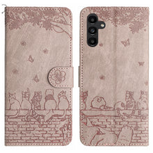 Load image into Gallery viewer, Cat Embossing Pattern Leather Phone Case with Lanyard, For Samsung Galaxy A24, For Samsung Galaxy A15 5G, For Samsung Galaxy S24 Ultra, For Samsung Galaxy A14, For Samsung Galaxy S24+, For Samsung Galaxy A55, For Samsung Galaxy A35, For Samsung Galaxy ...