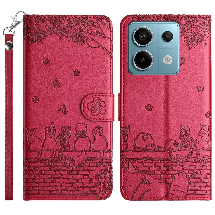 Cat Embossing Pattern Leather Phone Case with Lanyard, For Xiaomi Poco M6 Pro 4G, For Xiaomi Poco C65/Poco M6, For Xiaomi Redmi Note 13 Pro 4G, For Xiaomi Redmi Note 13 4G, For Xiaomi Redmi 13C 4G/5G/13R 5G, For Xiaomi Redmi Note 13 5G                 ...