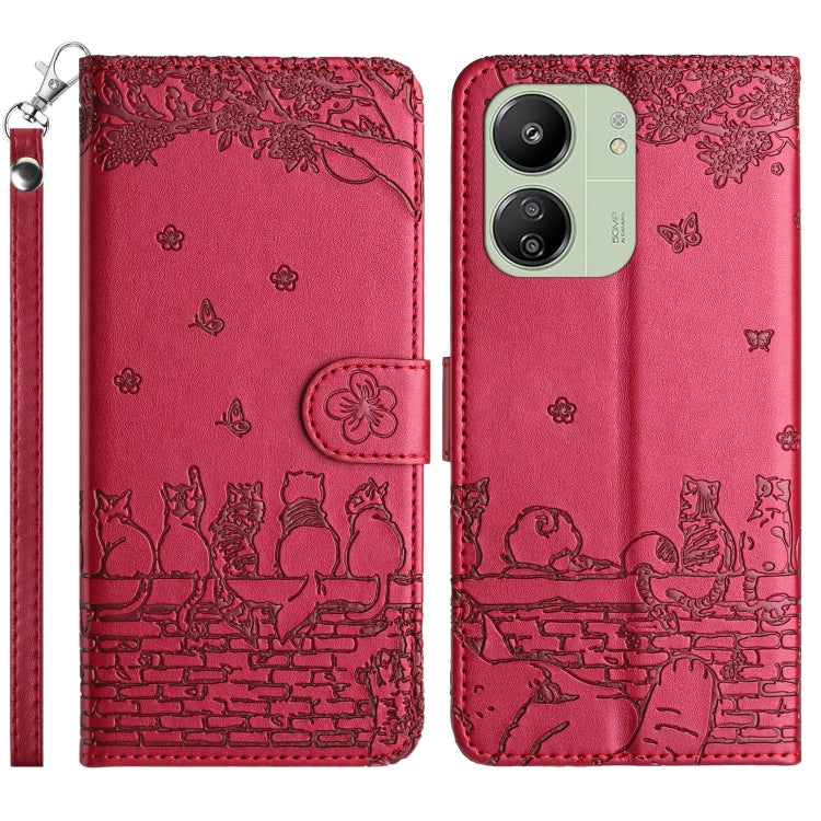 Cat Embossing Pattern Leather Phone Case with Lanyard, For Xiaomi Poco M6 Pro 4G, For Xiaomi Poco C65/Poco M6, For Xiaomi Redmi Note 13 Pro 4G, For Xiaomi Redmi Note 13 4G, For Xiaomi Redmi 13C 4G/5G/13R 5G, For Xiaomi Redmi Note 13 5G                 ...