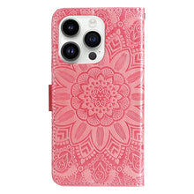 Load image into Gallery viewer, Embossed Sunflower Leather Phone Case, For iPhone 15 Pro Max, For iPhone 15 Pro, For iPhone 15 Plus, For iPhone 15
