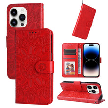 Load image into Gallery viewer, Embossed Sunflower Leather Phone Case, For iPhone 15 Pro Max, For iPhone 15 Pro, For iPhone 15 Plus, For iPhone 15