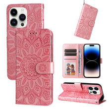Load image into Gallery viewer, Embossed Sunflower Leather Phone Case, For iPhone 15 Pro Max, For iPhone 15 Pro, For iPhone 15 Plus, For iPhone 15